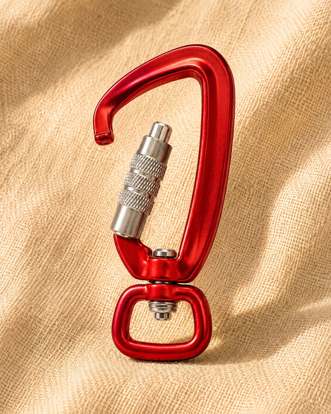 The Latch in candy red with brushed aluminum screw-lock